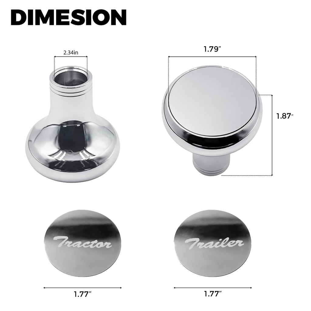 Upgrade Air Brake Knobs for Tractor/Trailer - Air Valve Knobs Compatible Kenworth T680 Peterbilt 379 389 579 Freightliner, Made from Aluminum (2PCS)