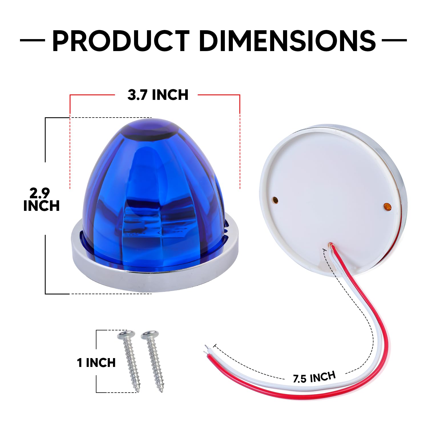 2Pcs Amber Watermelon LED Light with Stainless Steel Bracket, 12V Marker Clearance Lights for Semi Truck, Freightliner, Kenworth, Peterbilt, Heavy-Duty Trailers