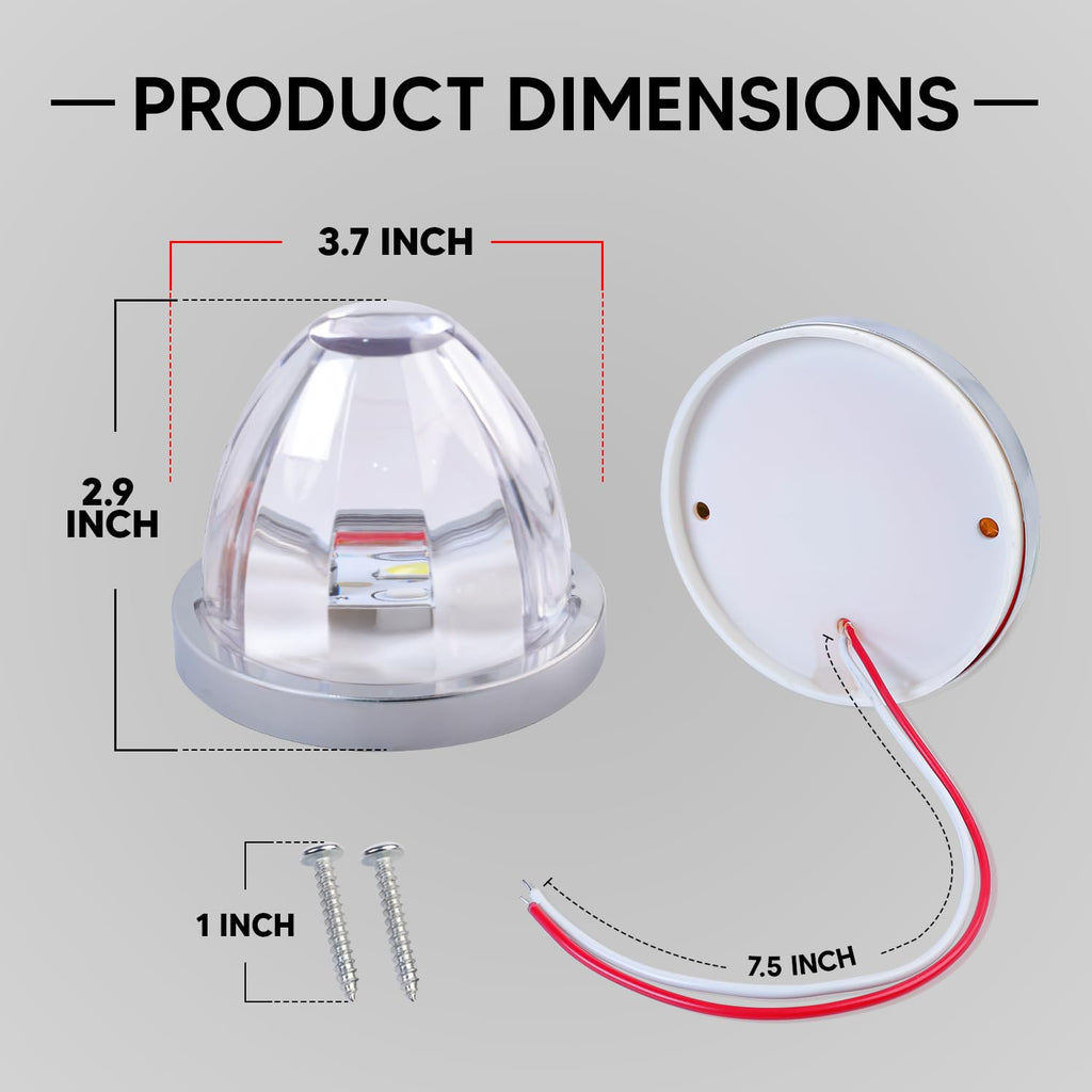 2Pcs Amber Watermelon LED Light with Stainless Steel Bracket, 12V Marker Clearance Lights for Semi Truck, Freightliner, Kenworth, Peterbilt, Heavy-Duty Trailers