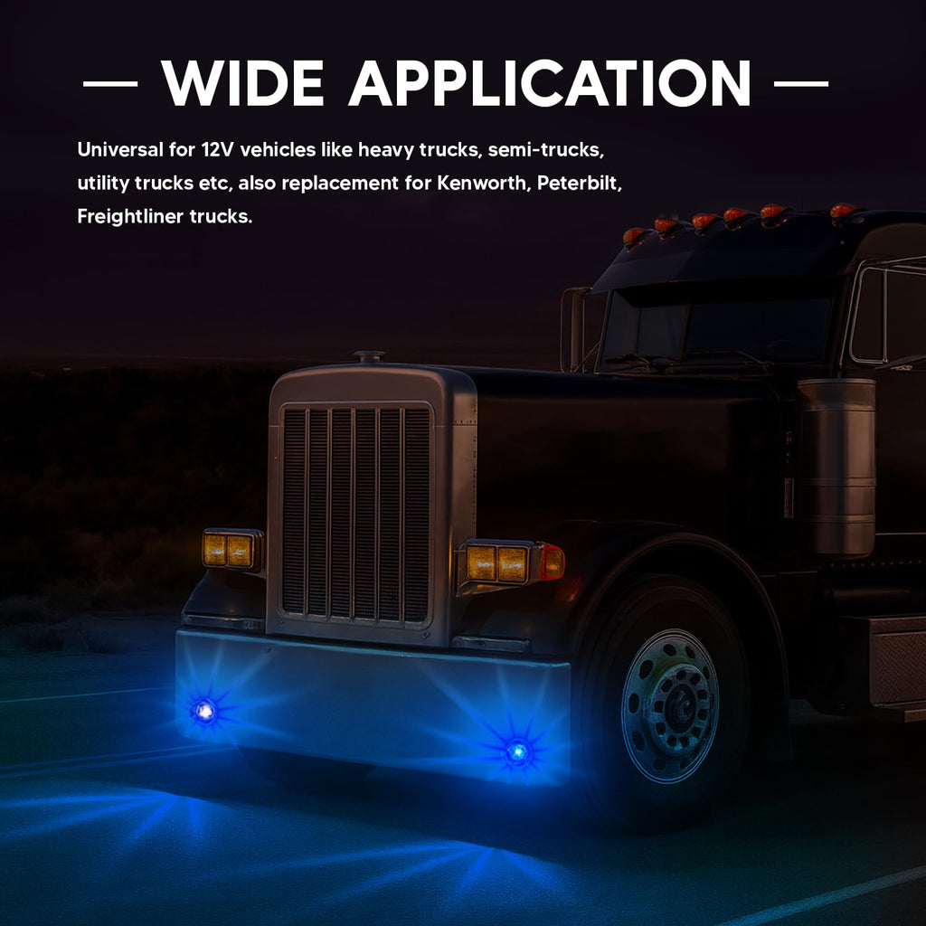 2Pcs Amber Watermelon LED Light with Stainless Steel Bracket, 12V Marker Clearance Lights for Semi Truck, Freightliner, Kenworth, Peterbilt, Heavy-Duty Trailers