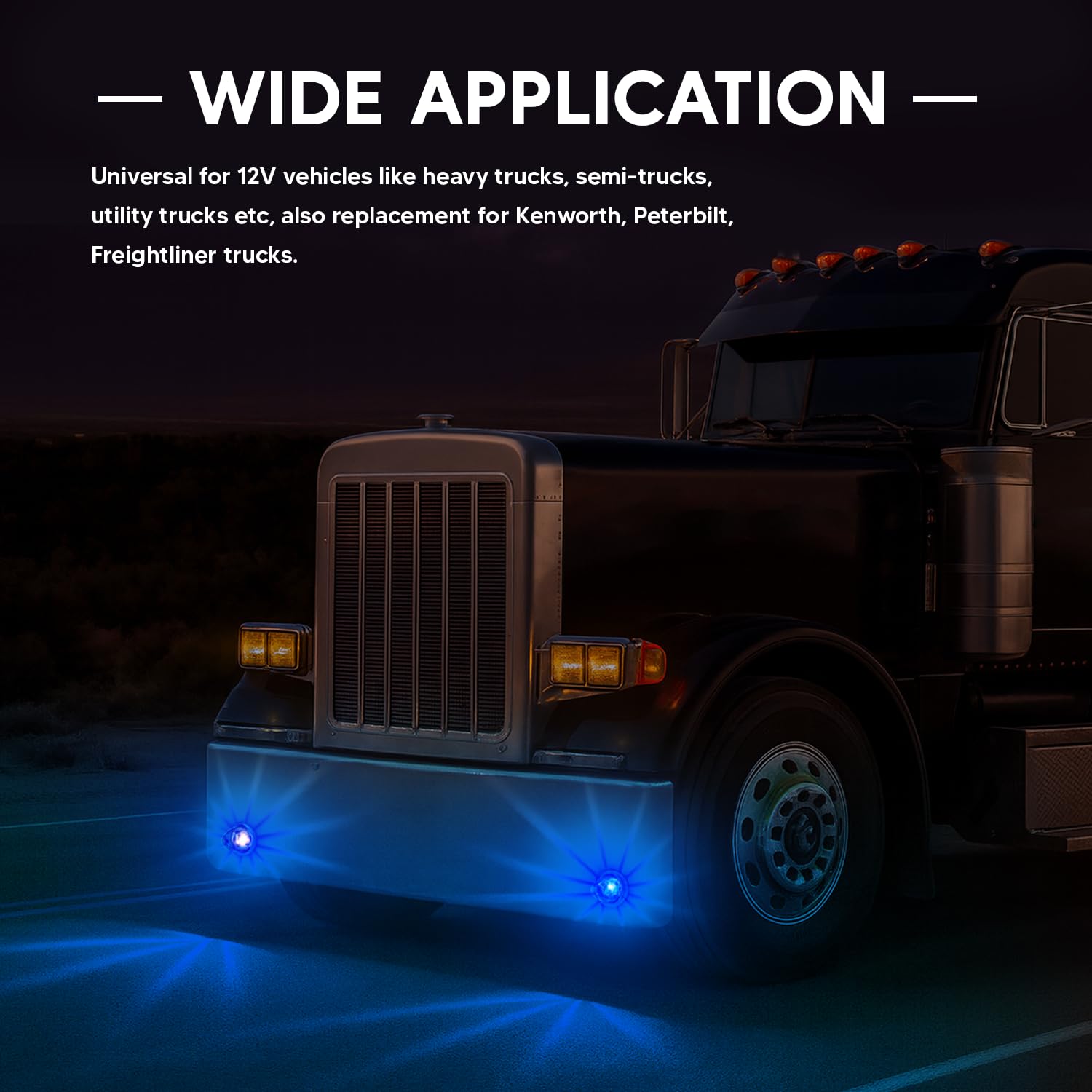 2Pcs Amber Watermelon LED Light with Stainless Steel Bracket, 12V Marker Clearance Lights for Semi Truck, Freightliner, Kenworth, Peterbilt, Heavy-Duty Trailers