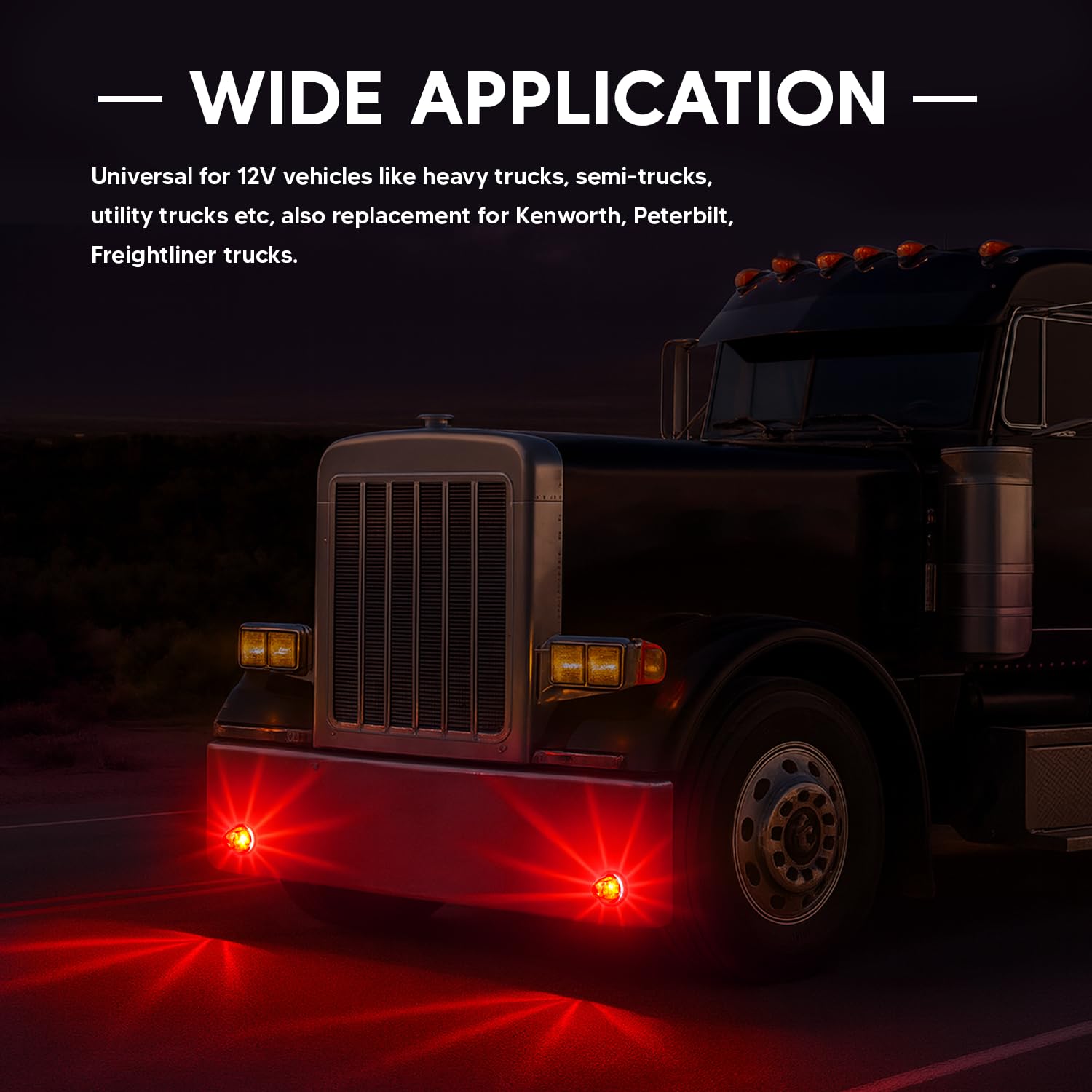 2Pcs Amber Watermelon LED Light with Stainless Steel Bracket, 12V Marker Clearance Lights for Semi Truck, Freightliner, Kenworth, Peterbilt, Heavy-Duty Trailers
