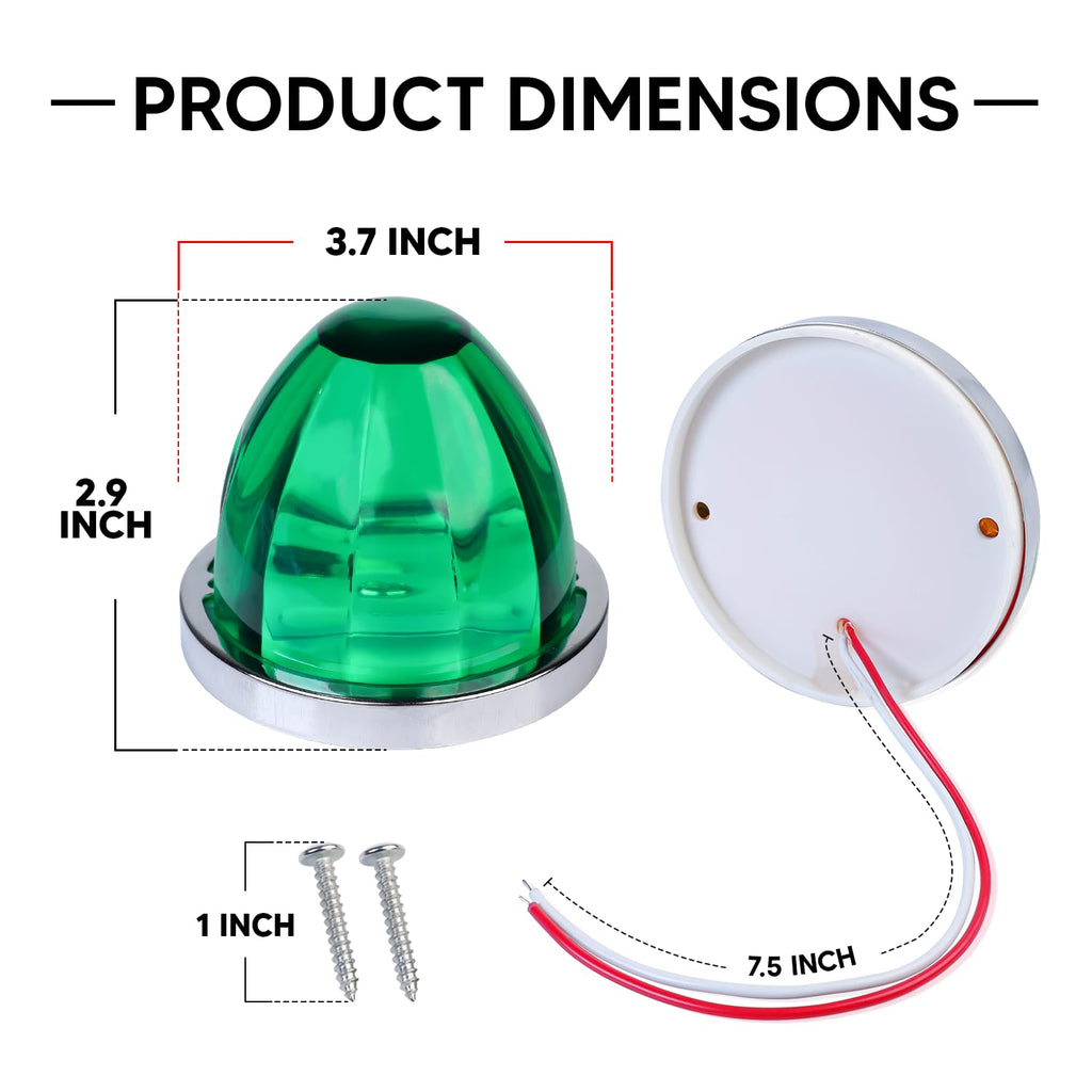 2Pcs Amber Watermelon LED Light with Stainless Steel Bracket, 12V Marker Clearance Lights for Semi Truck, Freightliner, Kenworth, Peterbilt, Heavy-Duty Trailers