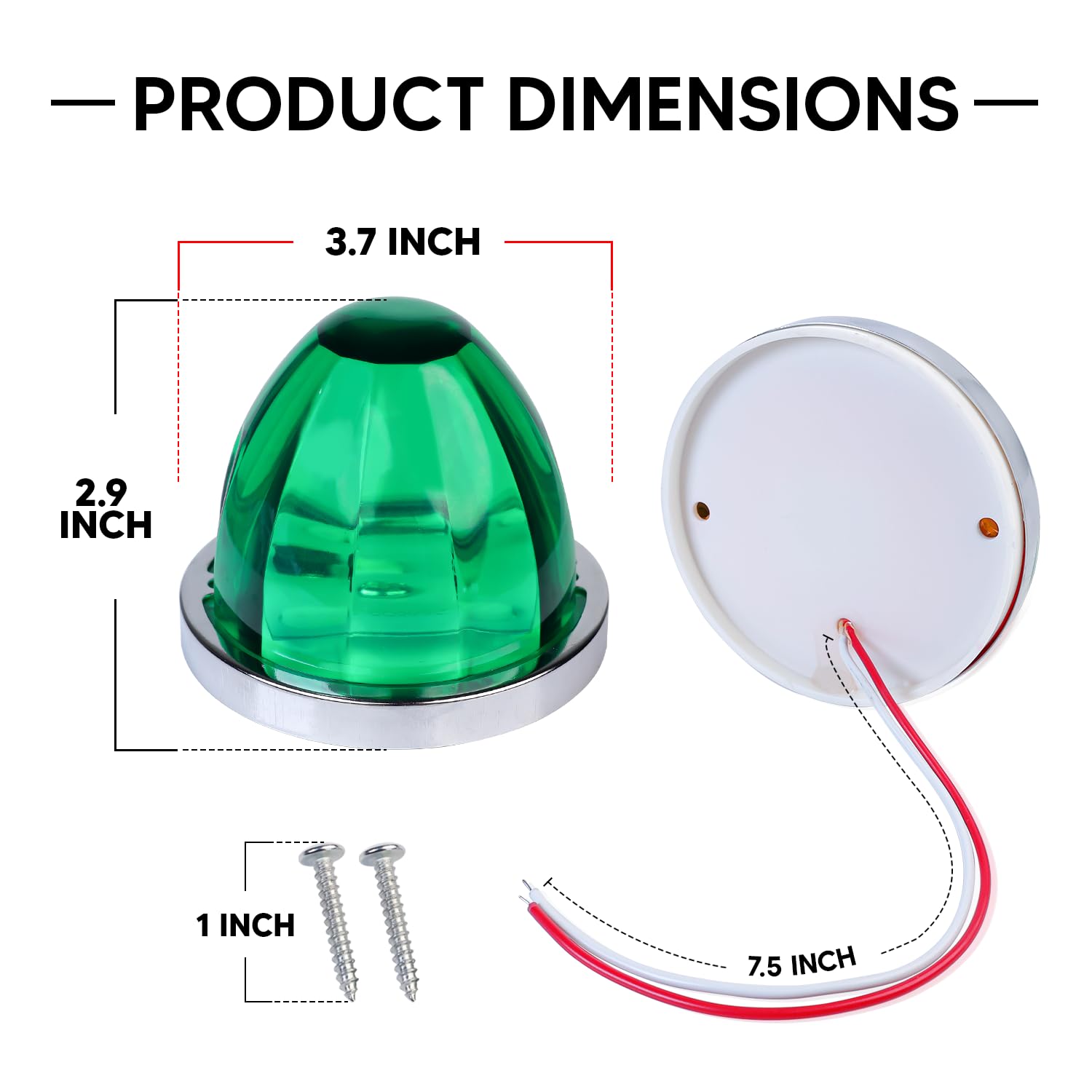 2Pcs Amber Watermelon LED Light with Stainless Steel Bracket, 12V Marker Clearance Lights for Semi Truck, Freightliner, Kenworth, Peterbilt, Heavy-Duty Trailers