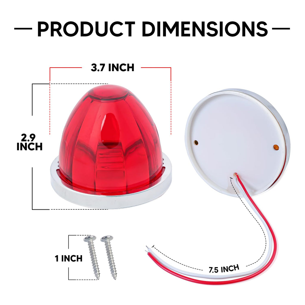2Pcs Amber Watermelon LED Light with Stainless Steel Bracket, 12V Marker Clearance Lights for Semi Truck, Freightliner, Kenworth, Peterbilt, Heavy-Duty Trailers