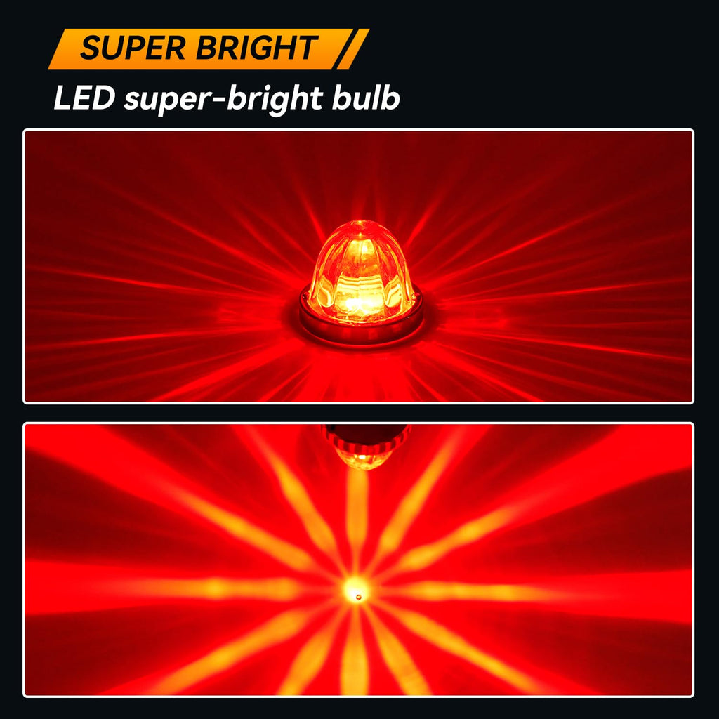 Strobe Amber Glass Lens Watermelon Lights for Semi Truck Led Side Marker Kenworth Peterbilt Freightliner Exterior