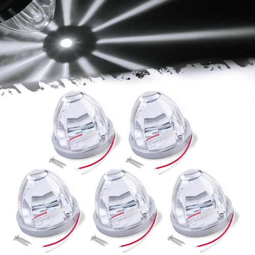 2Pcs Amber Watermelon LED Light with Stainless Steel Bracket, 12V Marker Clearance Lights for Semi Truck, Freightliner, Kenworth, Peterbilt, Heavy-Duty Trailers