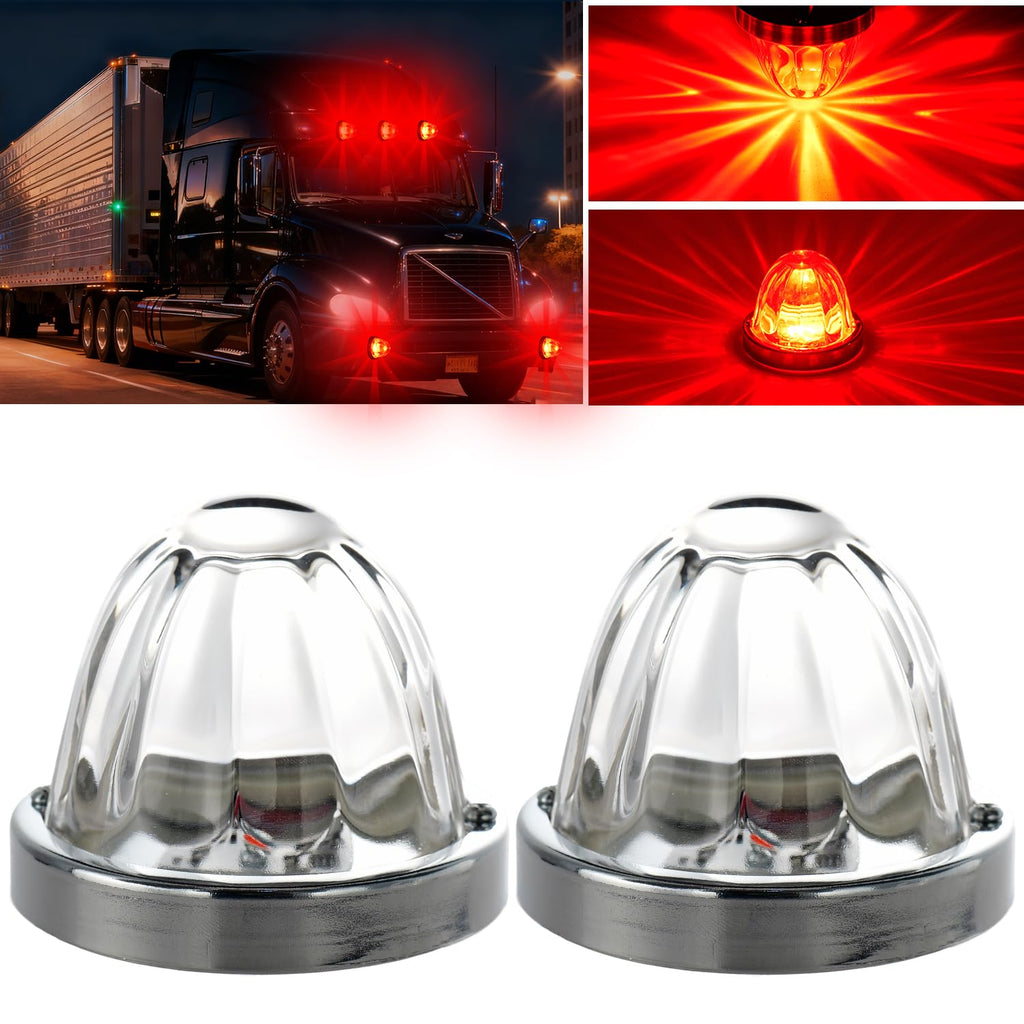 Strobe Amber Glass Lens Watermelon Lights for Semi Truck Led Side Marker Kenworth Peterbilt Freightliner Exterior