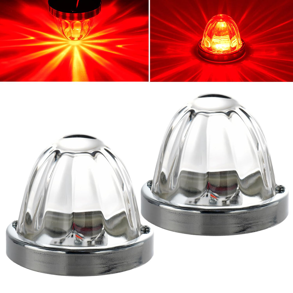 Strobe Amber Glass Lens Watermelon Lights for Semi Truck Led Side Marker Kenworth Peterbilt Freightliner Exterior