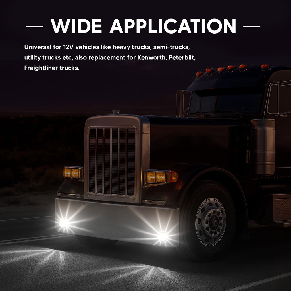 2Pcs Amber Watermelon LED Light with Stainless Steel Bracket, 12V Marker Clearance Lights for Semi Truck, Freightliner, Kenworth, Peterbilt, Heavy-Duty Trailers