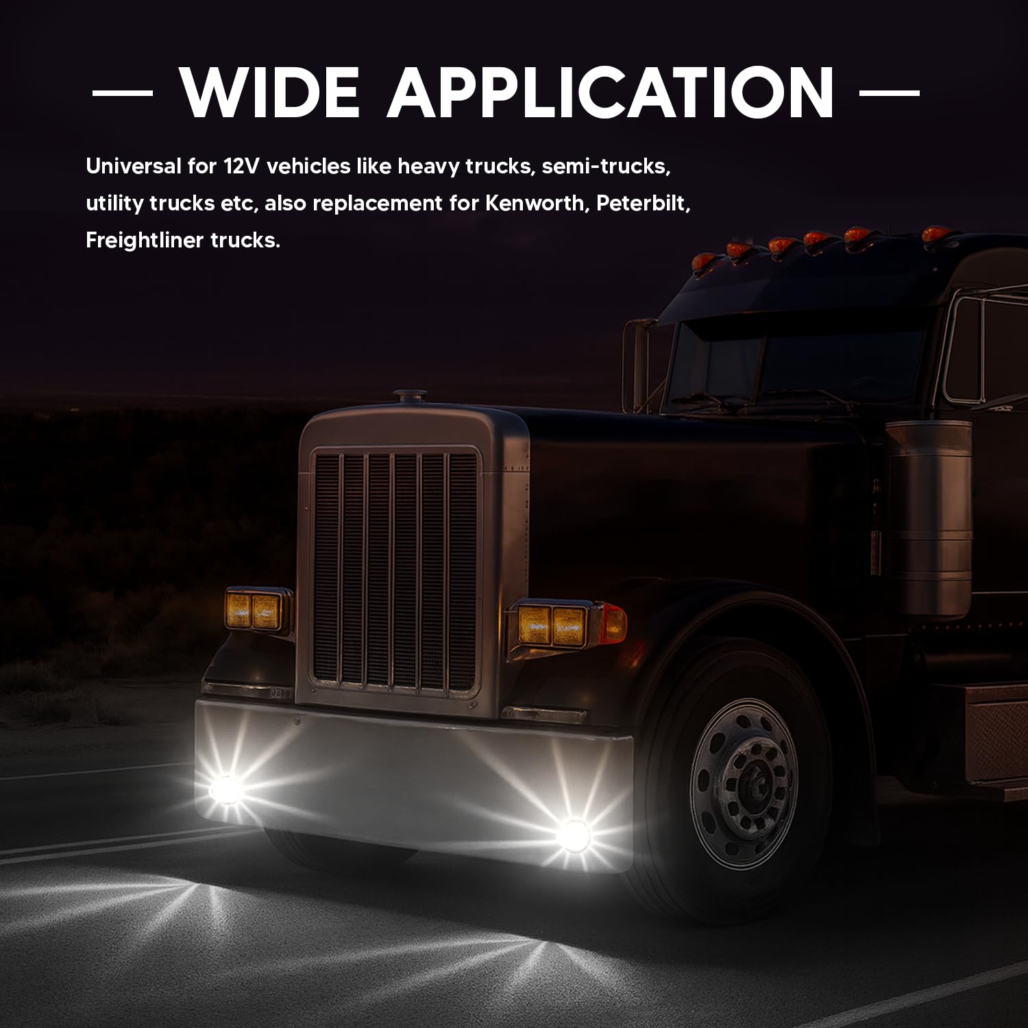 2Pcs Amber Watermelon LED Light with Stainless Steel Bracket, 12V Marker Clearance Lights for Semi Truck, Freightliner, Kenworth, Peterbilt, Heavy-Duty Trailers