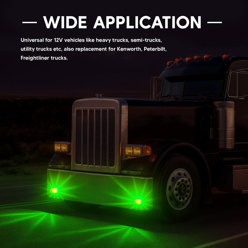 2Pcs Amber Watermelon LED Light with Stainless Steel Bracket, 12V Marker Clearance Lights for Semi Truck, Freightliner, Kenworth, Peterbilt, Heavy-Duty Trailers