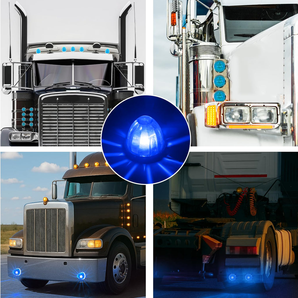 2Pcs Amber Watermelon LED Light with Stainless Steel Bracket, 12V Marker Clearance Lights for Semi Truck, Freightliner, Kenworth, Peterbilt, Heavy-Duty Trailers