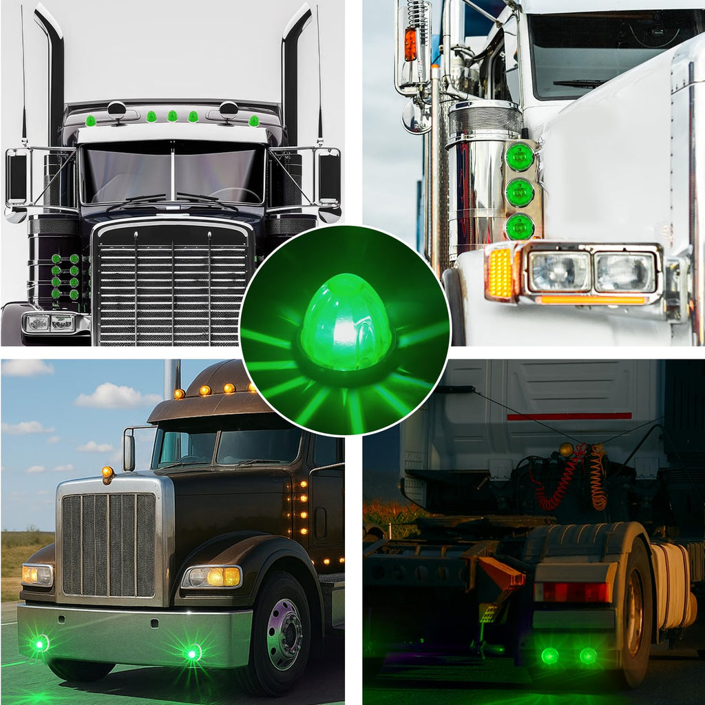 2Pcs Amber Watermelon LED Light with Stainless Steel Bracket, 12V Marker Clearance Lights for Semi Truck, Freightliner, Kenworth, Peterbilt, Heavy-Duty Trailers