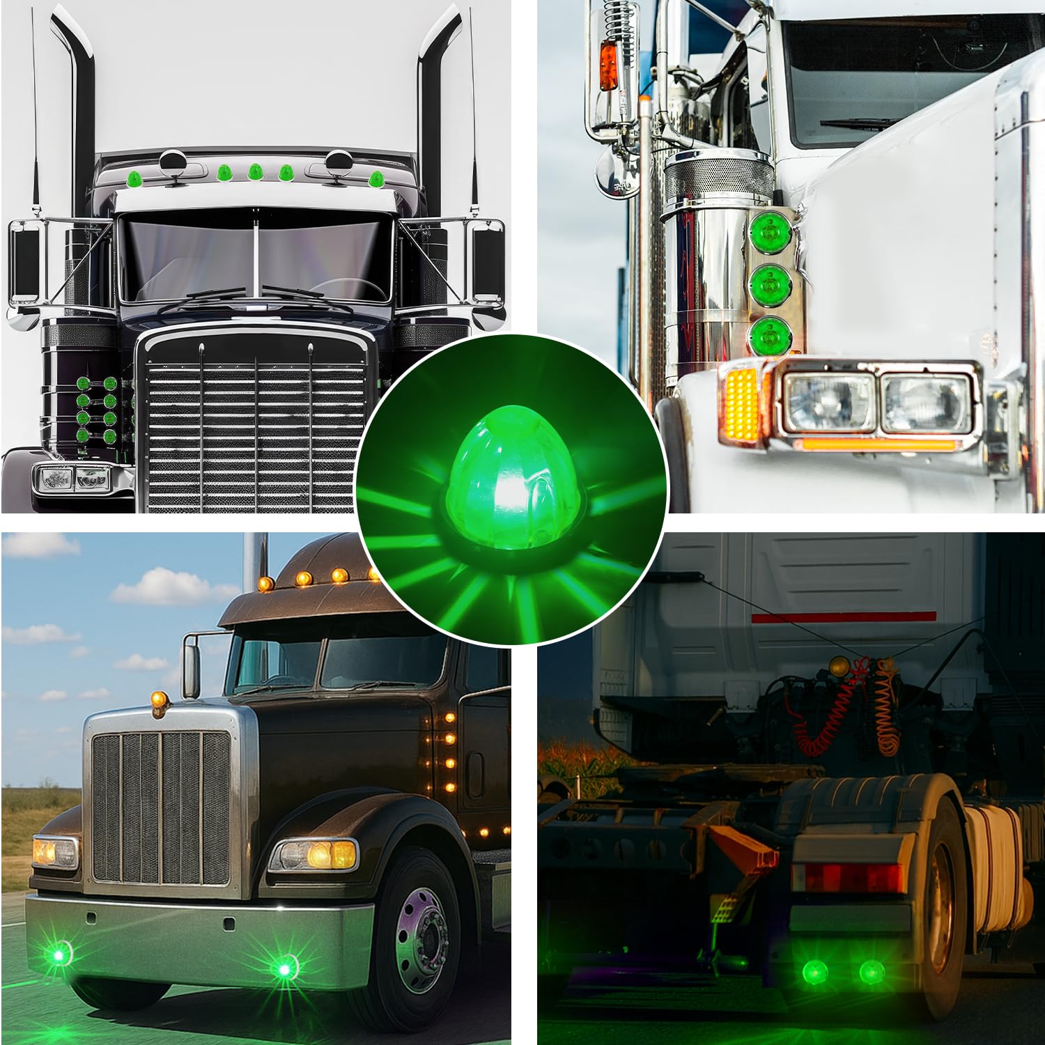 2Pcs Amber Watermelon LED Light with Stainless Steel Bracket, 12V Marker Clearance Lights for Semi Truck, Freightliner, Kenworth, Peterbilt, Heavy-Duty Trailers
