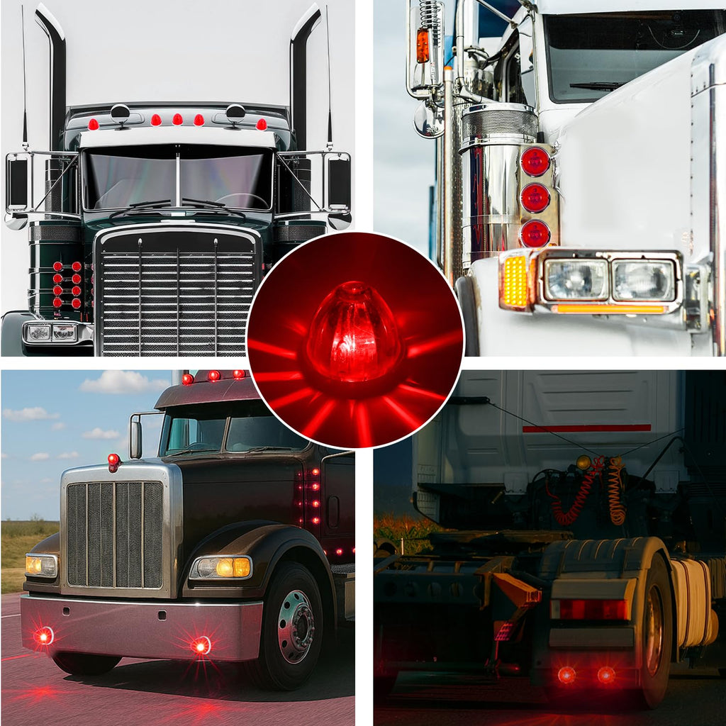 2Pcs Amber Watermelon LED Light with Stainless Steel Bracket, 12V Marker Clearance Lights for Semi Truck, Freightliner, Kenworth, Peterbilt, Heavy-Duty Trailers