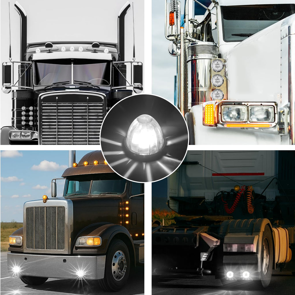 2Pcs Amber Watermelon LED Light with Stainless Steel Bracket, 12V Marker Clearance Lights for Semi Truck, Freightliner, Kenworth, Peterbilt, Heavy-Duty Trailers