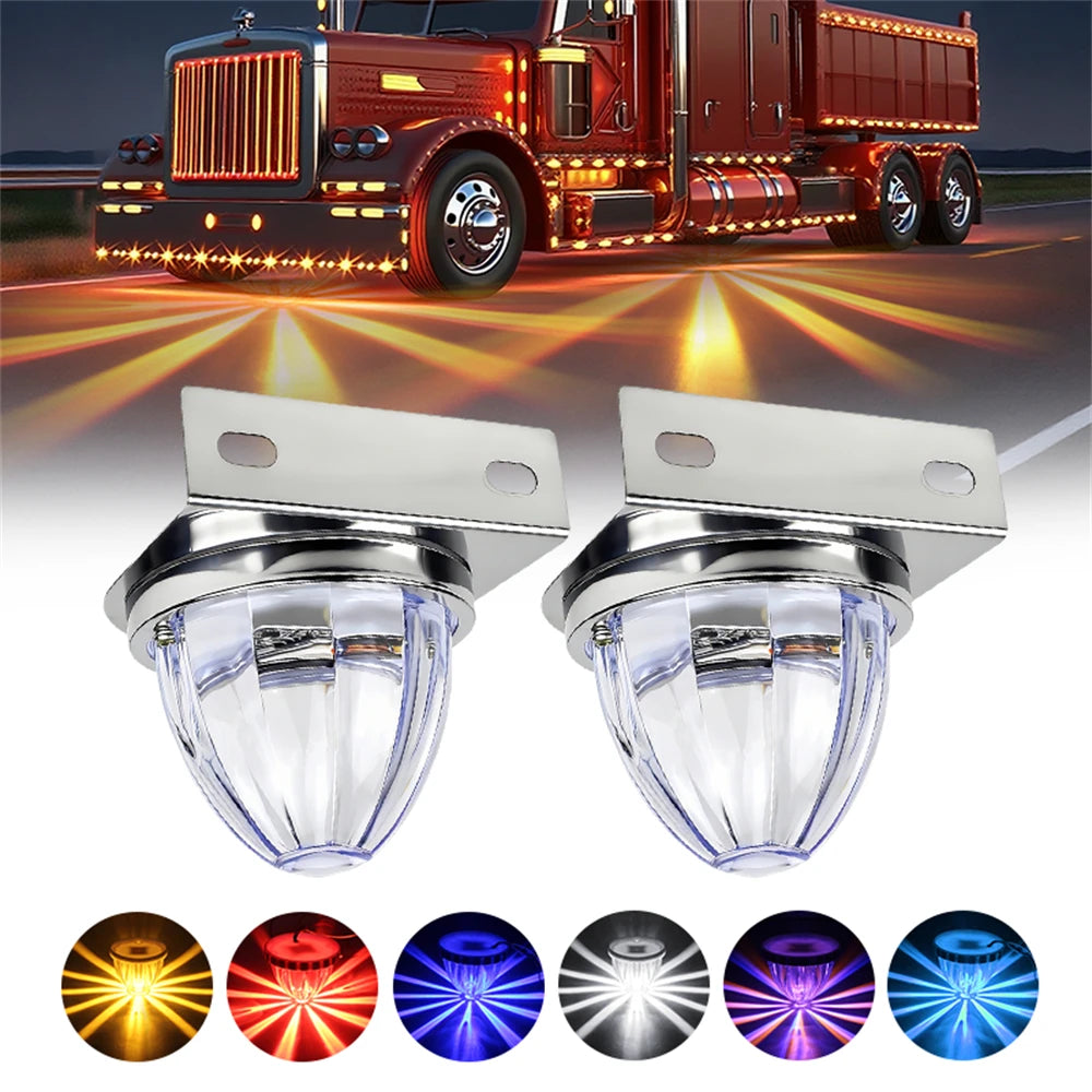 2PCS Star Watermelon Lights Dual Color Semi Truck Lights Trailer LED Water Melon Marker Lighting Under Glow Lights 12V/24V