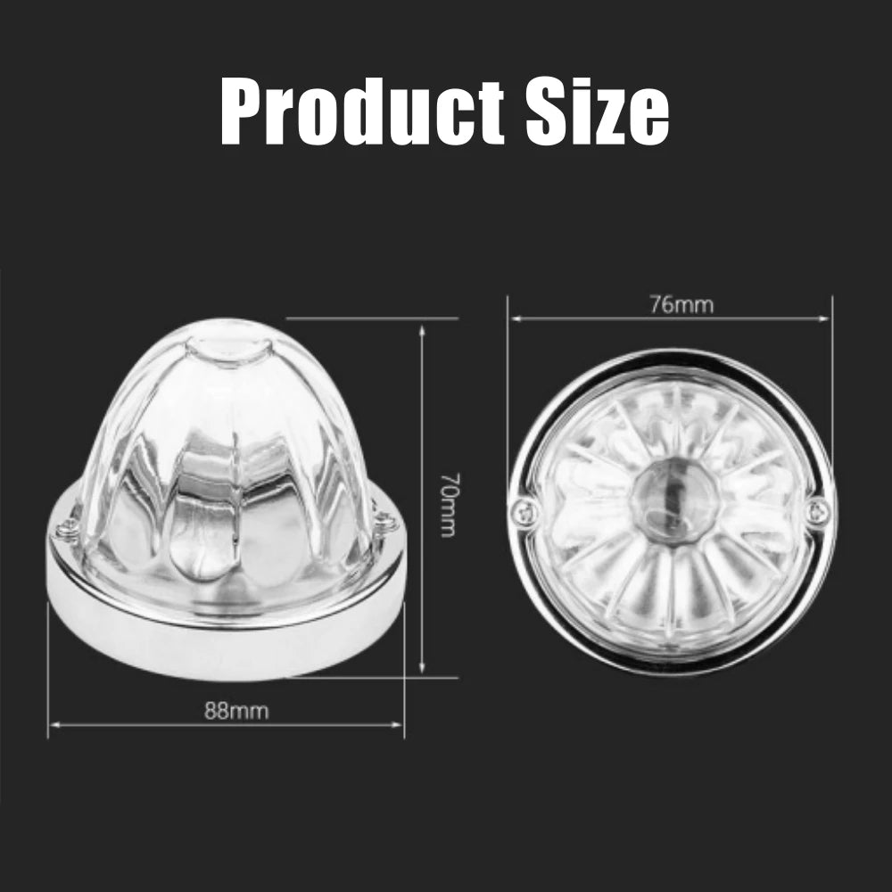 2PCS Glass Watermelon Lights for Semi Truck 10-30V LED Dual Revolution Underglow Exterior Truck Lights Marker Strobe Rock Lights
