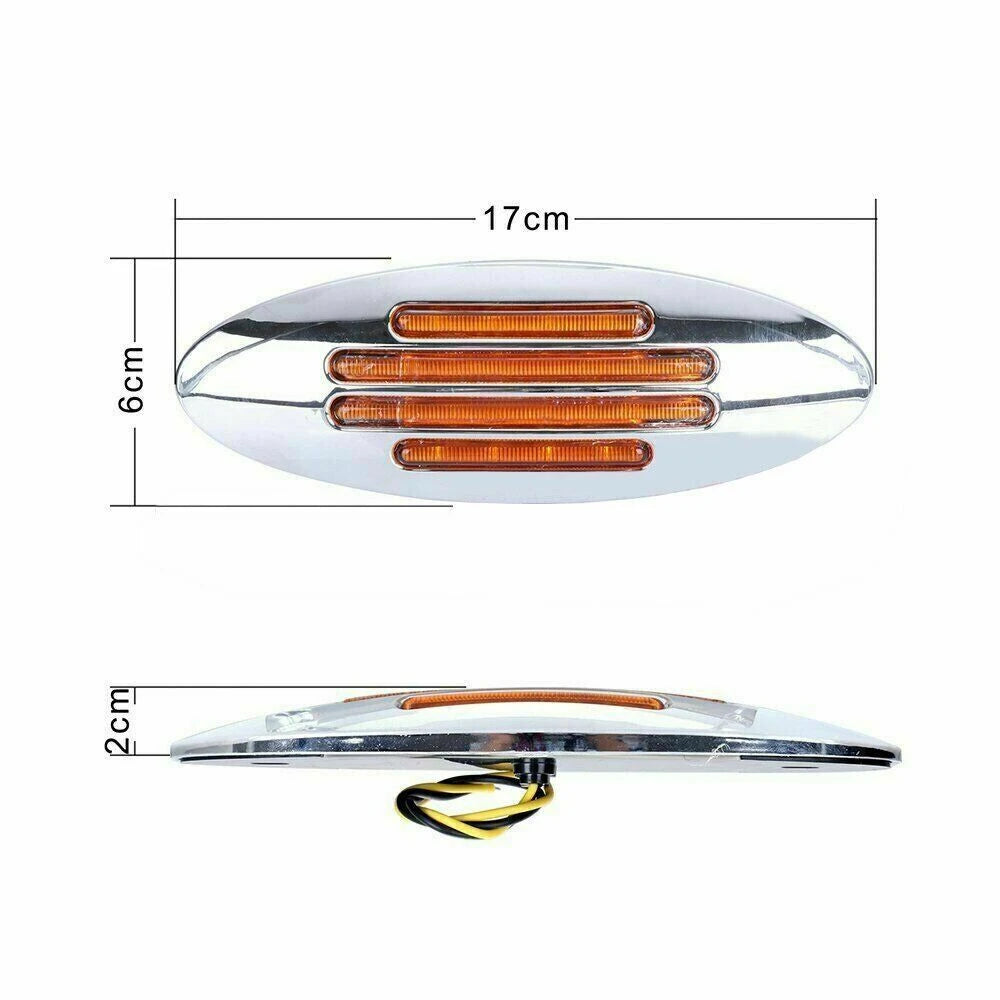 20PCS Flatline Amber Oval Semi Truck 24LED Marker Lights 12v Trailer Lights LED Lamp Truck Replacement Side Light