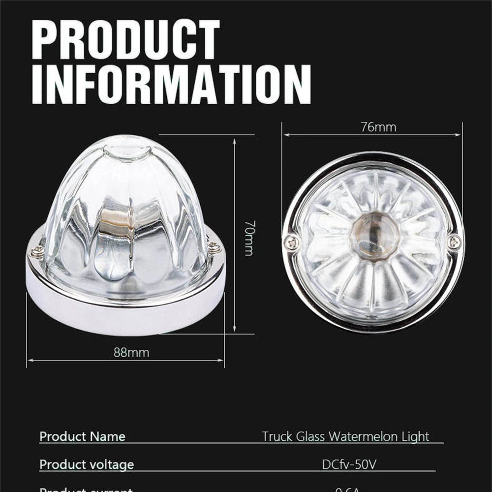 4PCS Underglow Exterior Trailer Lights Glass Watermelon Lights 10-30V LED Dual Revolution Strobe Rock Lights for Semi Truck