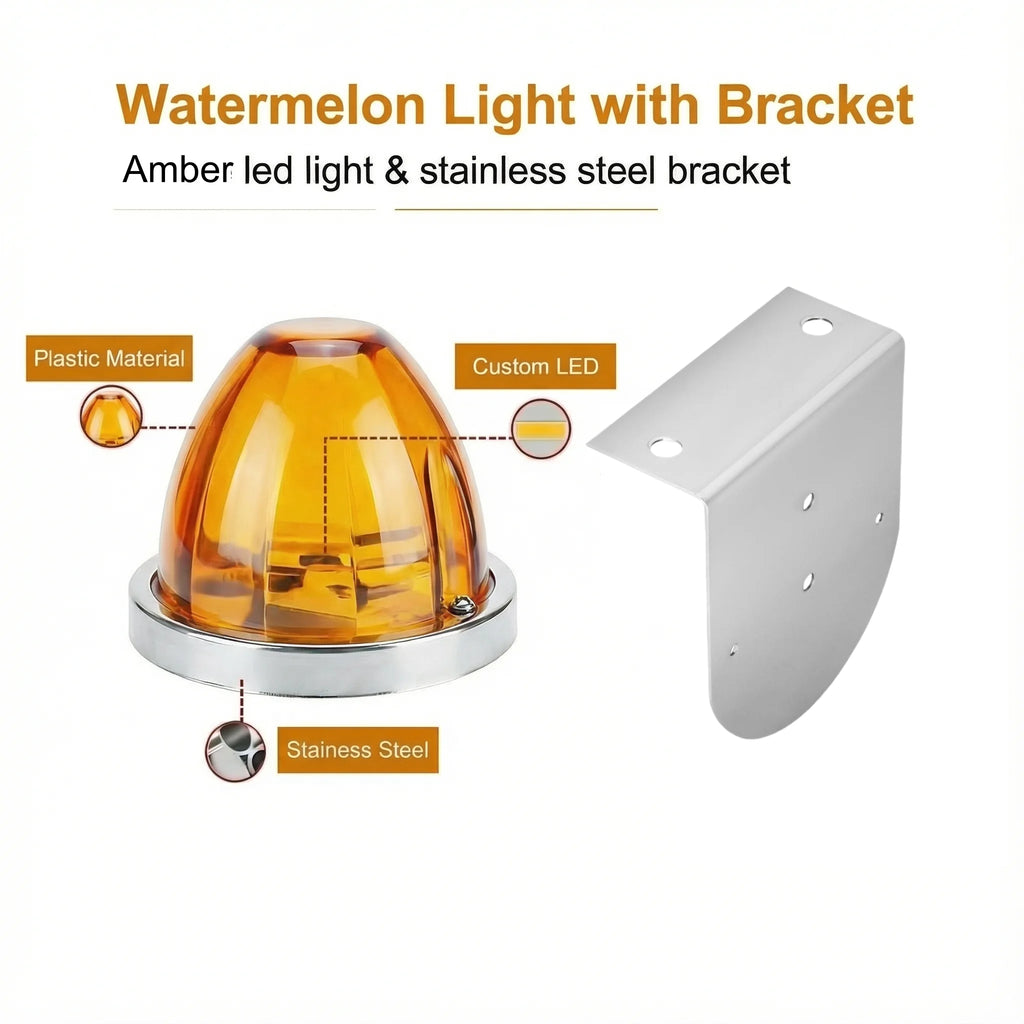 8PCS Bracket Watermelon Lights Strobe LED Side Marker Indicator Turn Signal Truck Trailer LED Star Lights For Truck 12V/24V