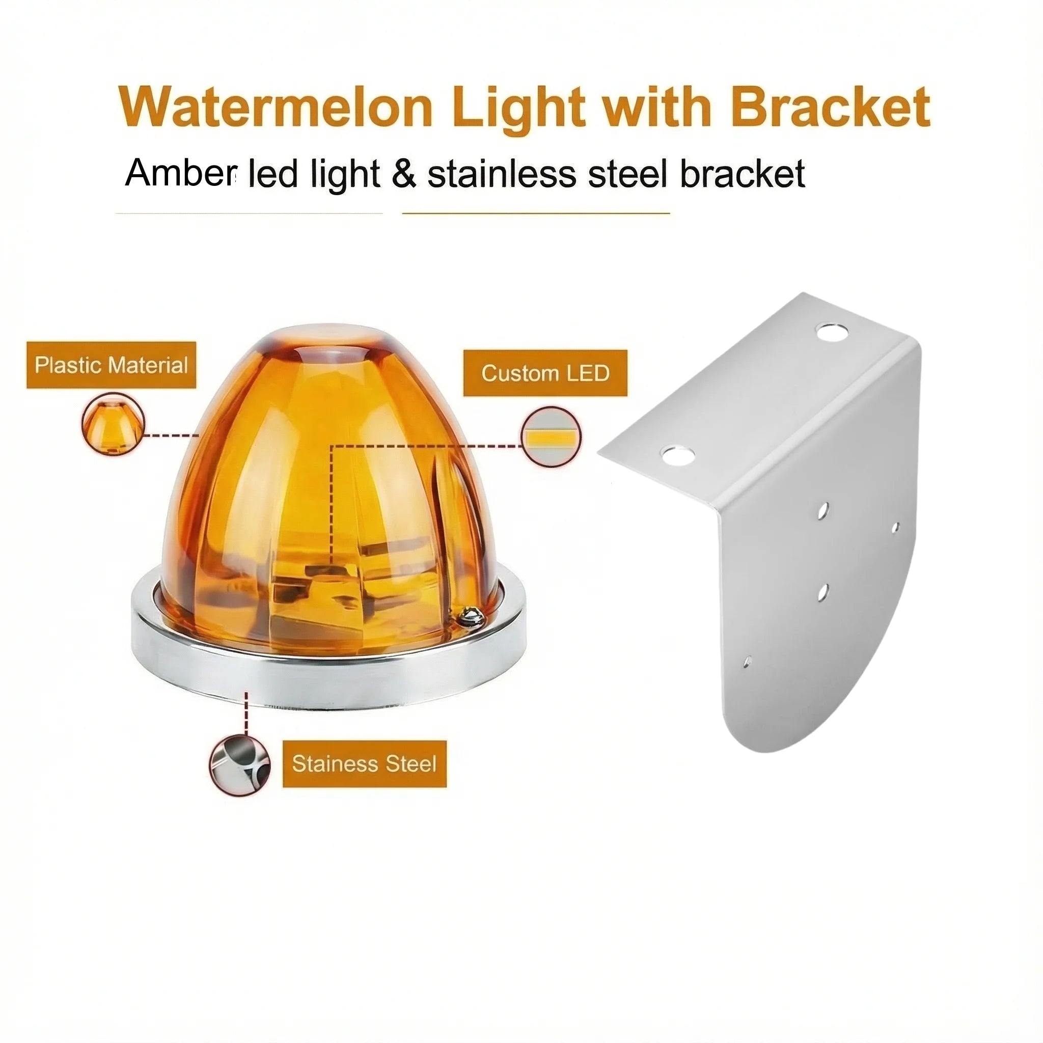 8PCS Bracket Watermelon Lights Strobe LED Side Marker Indicator Turn Signal Truck Trailer LED Star Lights For Truck 12V/24V