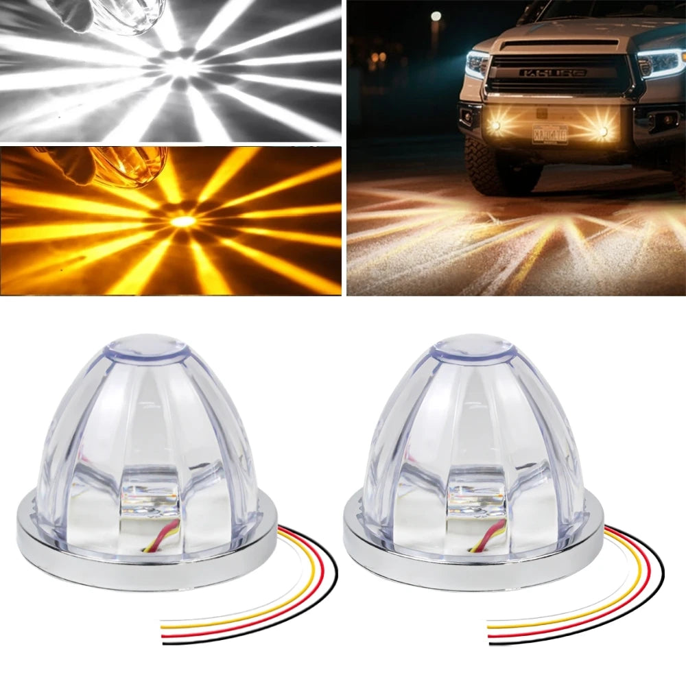 2PCS Dual Revolution Watermelon Lights Semi Truck Lights LED Star Water Melon LED Marker Under Glow Lights For Truck plastic