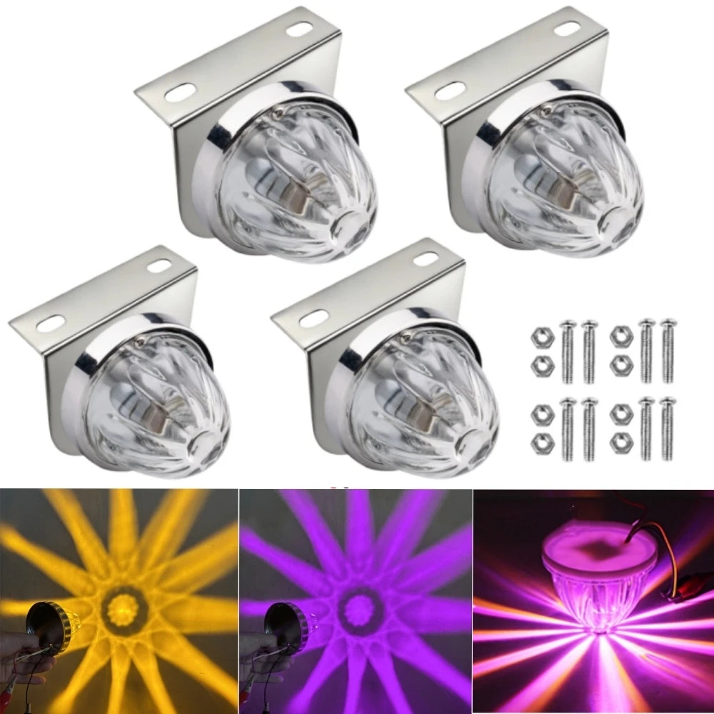 4PCS Glass Watermelon Lights Trailer Underglow LED Marker Lights 12V/24V Exterior Truck LED Watermelon Lights with Brackets