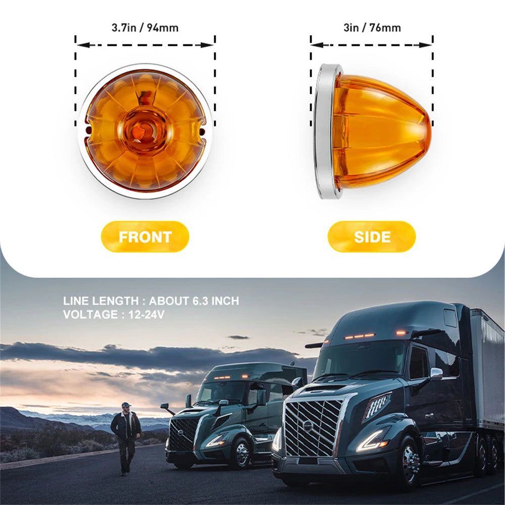 8PCS Bracket Watermelon Lights Strobe LED Side Marker Indicator Turn Signal Truck Trailer LED Star Lights For Truck 12V/24V