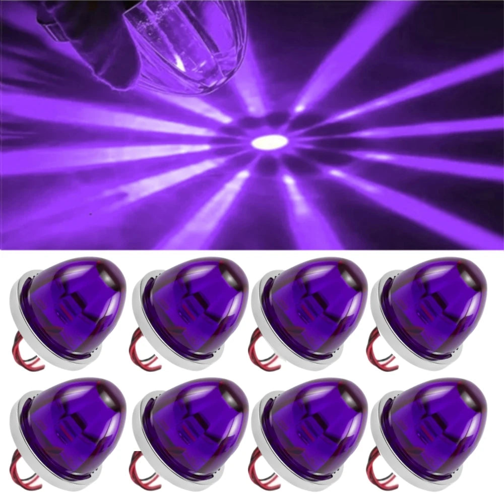 8PCS LED Watermelon Lights For Semi Truck 12-24V Side Maker Light Turn Signal Indicator Lamp Amber Lights For Trucks plastic