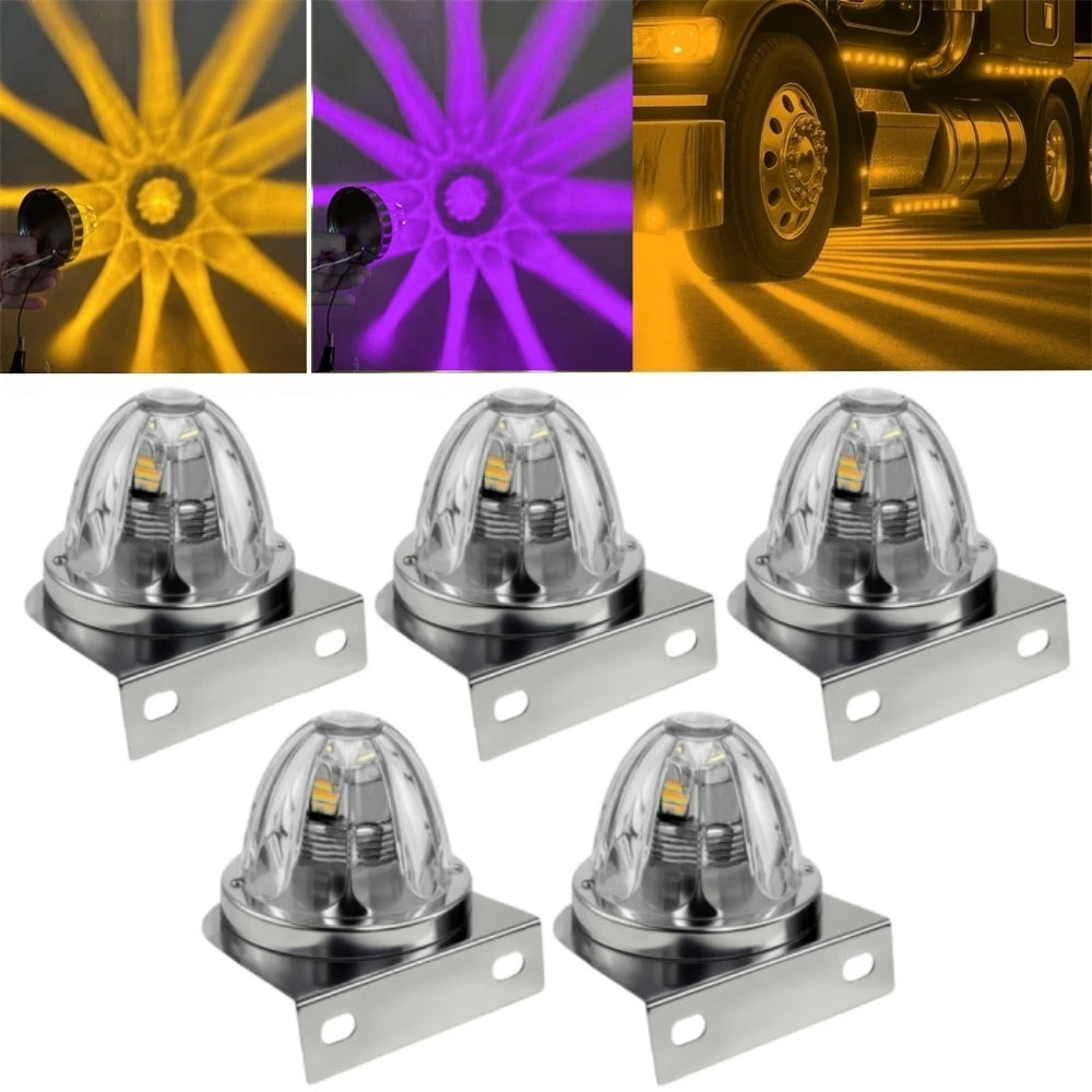 5PCS LED Watermelon Marker Lights Stainless Steel Frame Clamp Star Watermelon Lights Glass Lens Watermelon Lights 10-30V