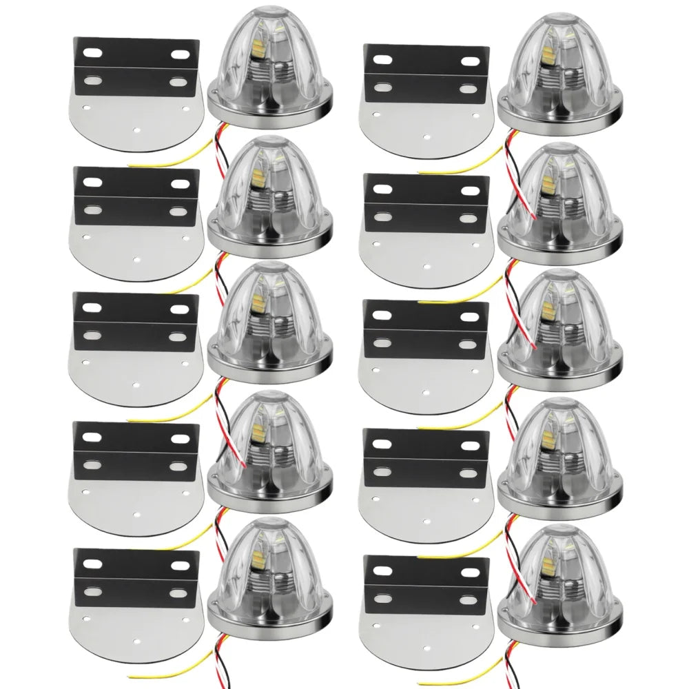 10 Pack Glass Watermelon Marker Lights Stainless Steel Frame Clamp Dual Revolution Star Watermelon Lights 10-30V
