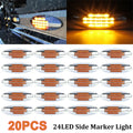 20PCS Flatline Amber Oval Semi Truck 24LED Marker Lights 12v Trailer Lights LED Lamp Truck Replacement Side Light