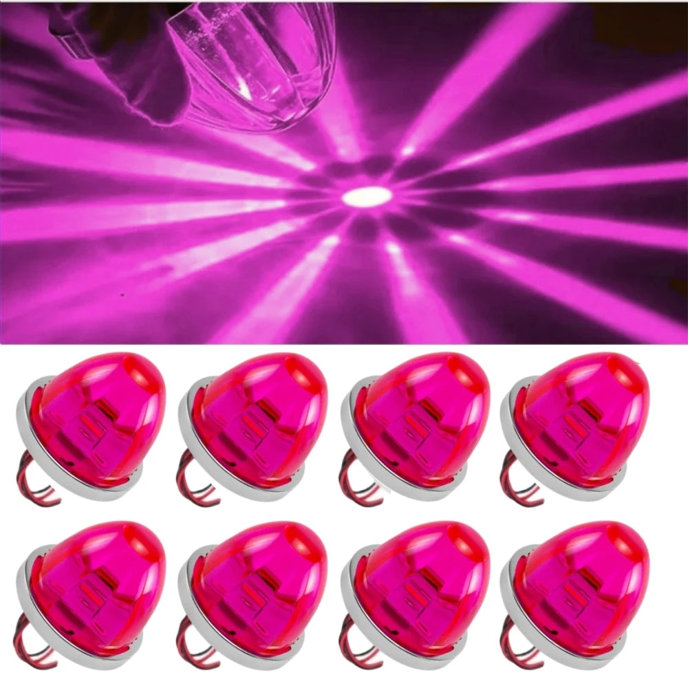 8PCS LED Watermelon Lights For Semi Truck 12-24V Side Maker Light Turn Signal Indicator Lamp Amber Lights For Trucks plastic