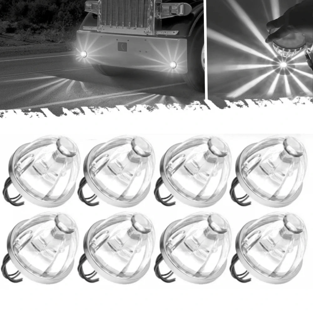 8PCS LED Watermelon Lights For Semi Truck 12-24V Side Maker Light Turn Signal Indicator Lamp Amber Lights For Trucks plastic