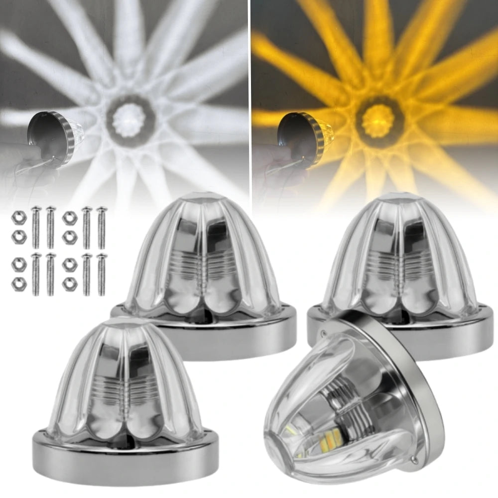 4PCS Underglow Exterior Trailer Lights Glass Watermelon Lights 10-30V LED Dual Revolution Strobe Rock Lights for Semi Truck