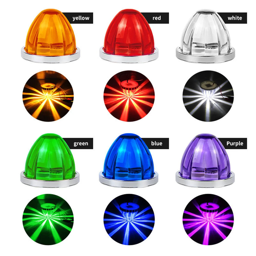 8PCS Watermelon Light Truck Star LED Side Marker Lights 12V-24V Watermelon Lights with Stainless Steel Mounting Bracket