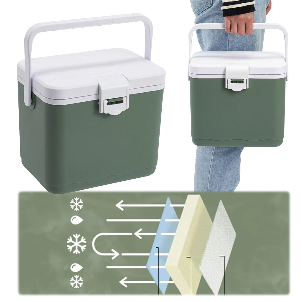 4.5L Camping Car Refrigerator with Handle Barbecue Insulation Box Heat Preservation Food Storage Cooler Box for Beach Picnic
