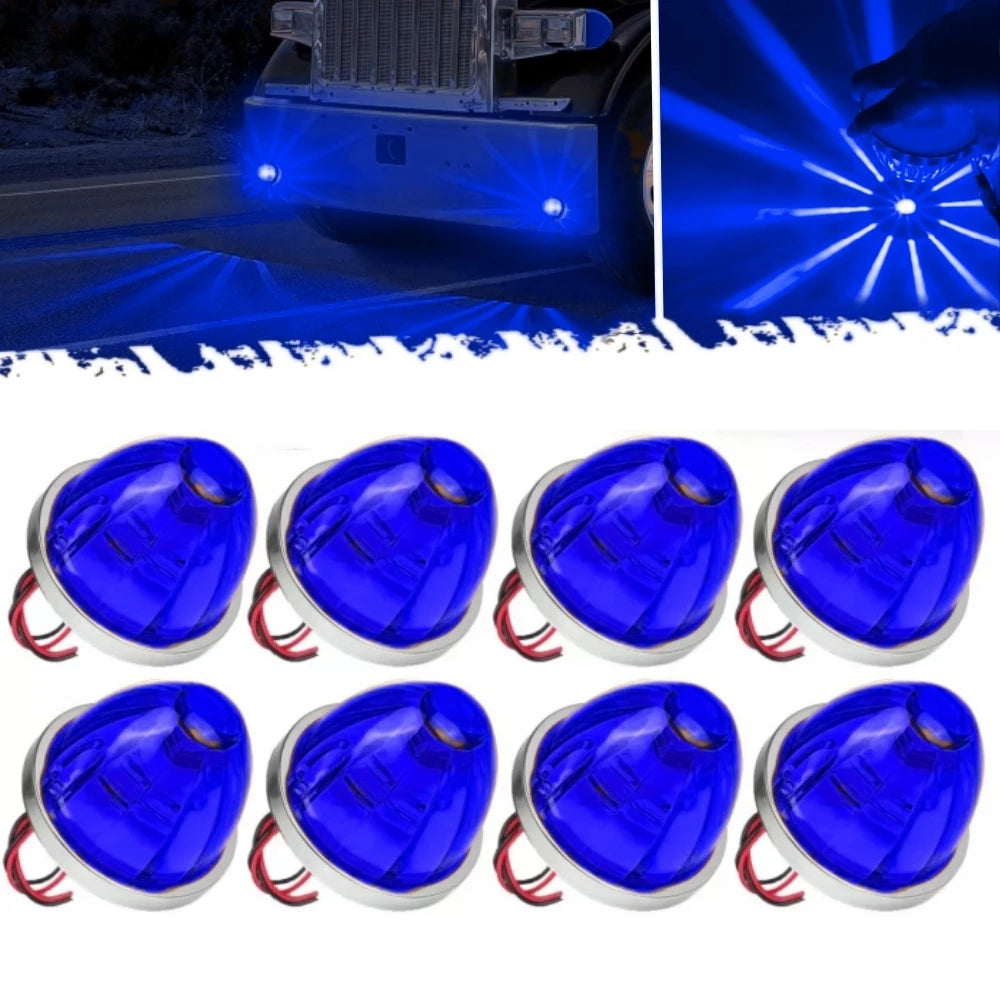 8PCS LED Watermelon Lights For Semi Truck 12-24V Side Maker Light Turn Signal Indicator Lamp Amber Lights For Trucks plastic
