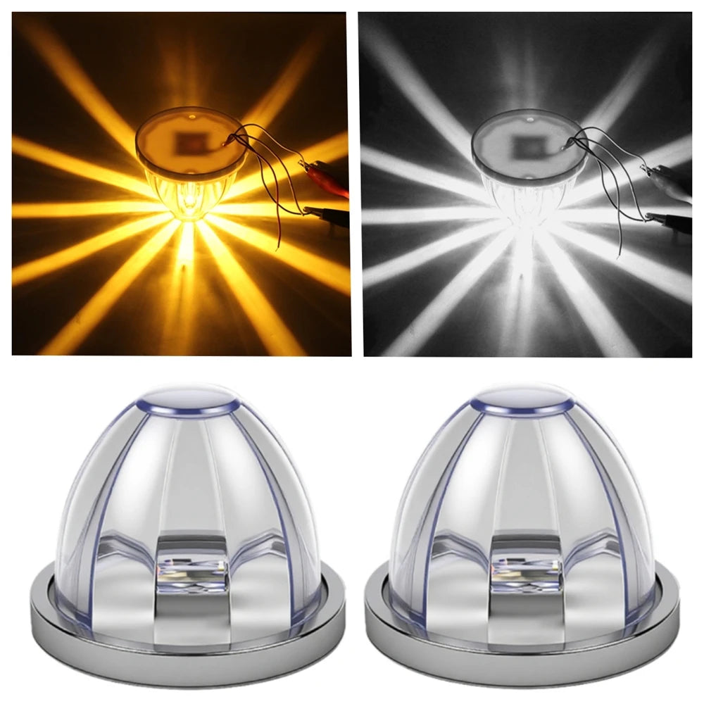 2PCS Dual Revolution Watermelon Lights Semi Truck Lights LED Star Water Melon LED Marker Under Glow Lights For Truck plastic