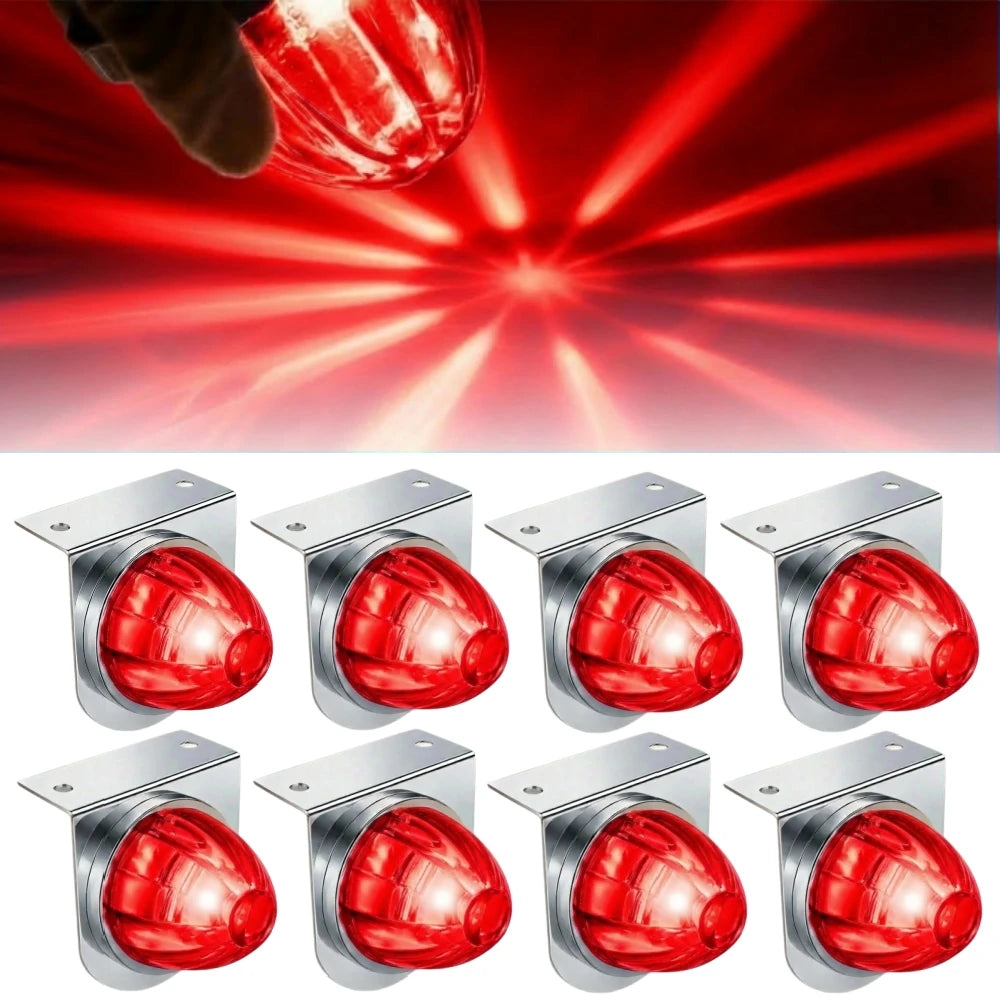 8PCS Watermelon Light Truck Star LED Side Marker Lights 12V-24V Watermelon Lights with Stainless Steel Mounting Bracket