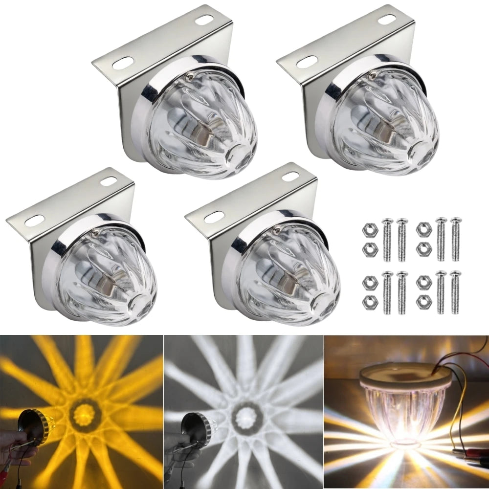 4PCS Glass Watermelon Lights Trailer Underglow LED Marker Lights 12V/24V Exterior Truck LED Watermelon Lights with Brackets