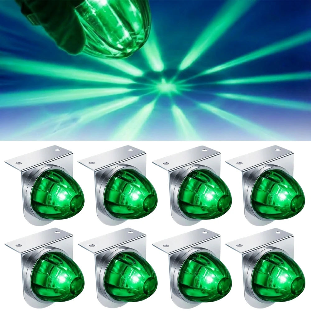 8PCS Watermelon Light Truck Star LED Side Marker Lights 12V-24V Watermelon Lights with Stainless Steel Mounting Bracket