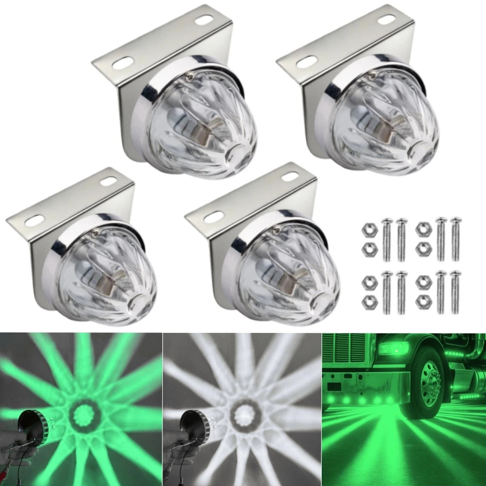 4PCS Glass Watermelon Lights Trailer Underglow LED Marker Lights 12V/24V Exterior Truck LED Watermelon Lights with Brackets