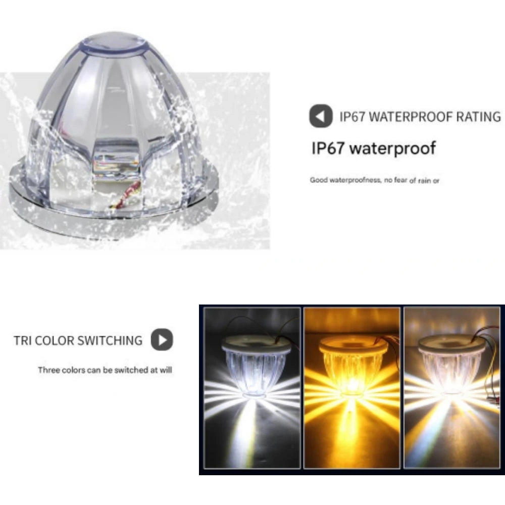 2PCS Star Watermelon Lights Dual Color Semi Truck Lights Trailer LED Water Melon Marker Lighting Under Glow Lights 12V/24V