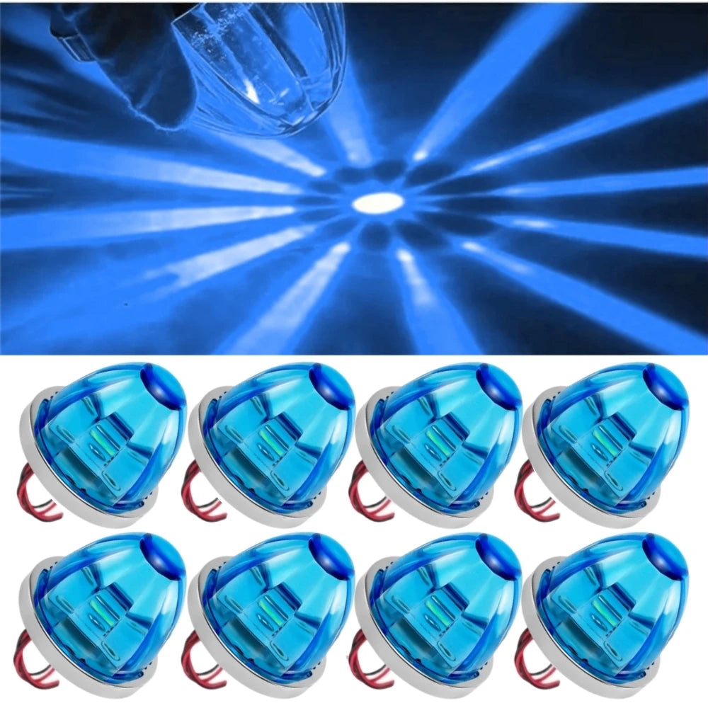 8PCS LED Watermelon Lights For Semi Truck 12-24V Side Maker Light Turn Signal Indicator Lamp Amber Lights For Trucks plastic