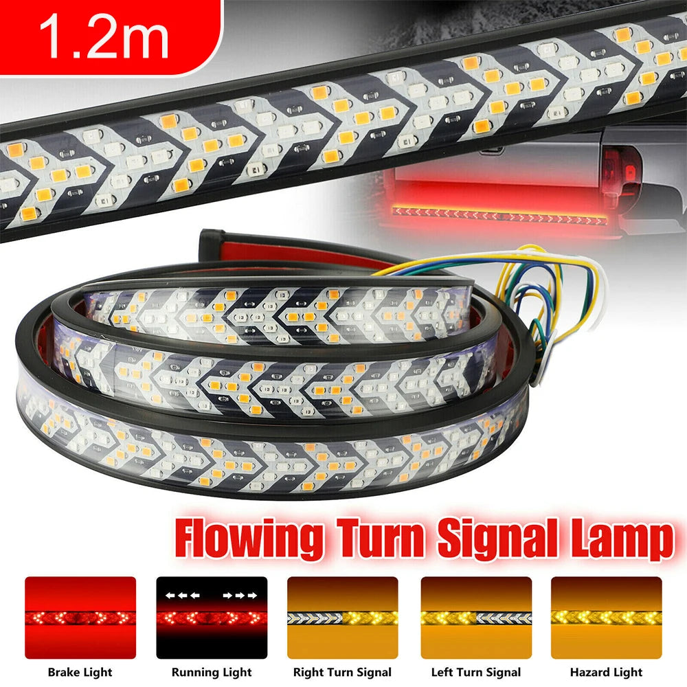 Car Truck LED Tailgate light Strip Turn Signal Lamp Flowing Dynamic Warning Brake Reverse Tail light Bar For Pickup Jeep 12-24V