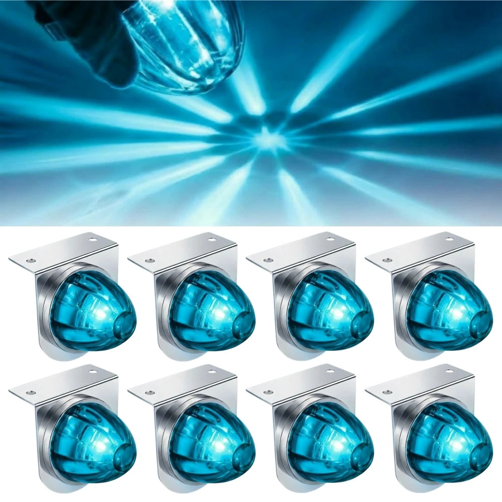 8PCS Watermelon Light Truck Star LED Side Marker Lights 12V-24V Watermelon Lights with Stainless Steel Mounting Bracket