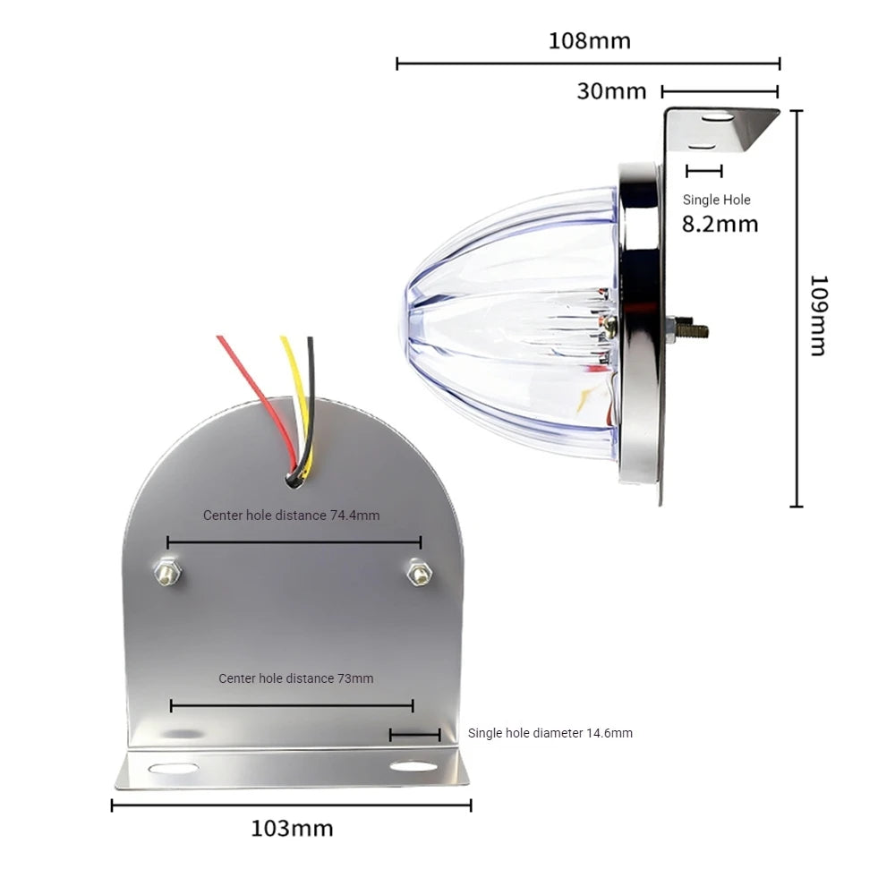 2PCS Star Watermelon Lights Dual Color Semi Truck Lights Trailer LED Water Melon Marker Lighting Under Glow Lights 12V/24V